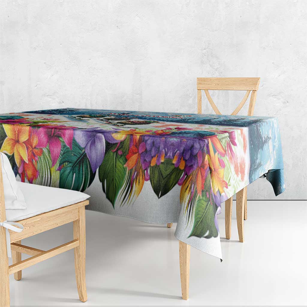 New Zealand Merry Christmas Tablecloth Kiwi Birds Snow Boarding-Vibrant Tropical Flower LT03 - Polynesian Pride