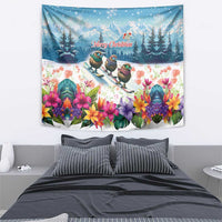 New Zealand Merry Christmas Tapestry Kiwi Birds Snow Boarding-Vibrant Tropical Flower LT03 - Polynesian Pride