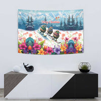 New Zealand Merry Christmas Tapestry Kiwi Birds Snow Boarding-Vibrant Tropical Flower LT03 - Polynesian Pride