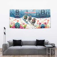 New Zealand Merry Christmas Tapestry Kiwi Birds Snow Boarding-Vibrant Tropical Flower LT03 - Polynesian Pride