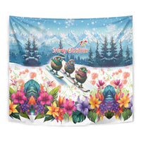 New Zealand Merry Christmas Tapestry Kiwi Birds Snow Boarding-Vibrant Tropical Flower LT03 - Polynesian Pride