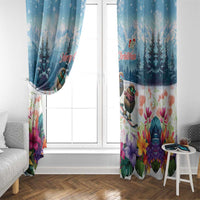 New Zealand Merry Christmas Window Curtain Kiwi Birds Snow Boarding-Vibrant Tropical Flower LT03 - Polynesian Pride