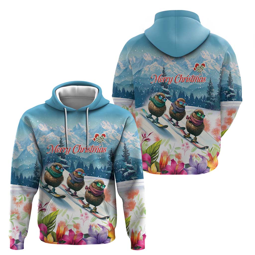 New Zealand Merry Christmas Zip Hoodie Kiwi Birds Snow Boarding-Vibrant Tropical Flower LT03 - Polynesian Pride