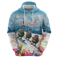 New Zealand Merry Christmas Zip Hoodie Kiwi Birds Snow Boarding-Vibrant Tropical Flower LT03 - Polynesian Pride