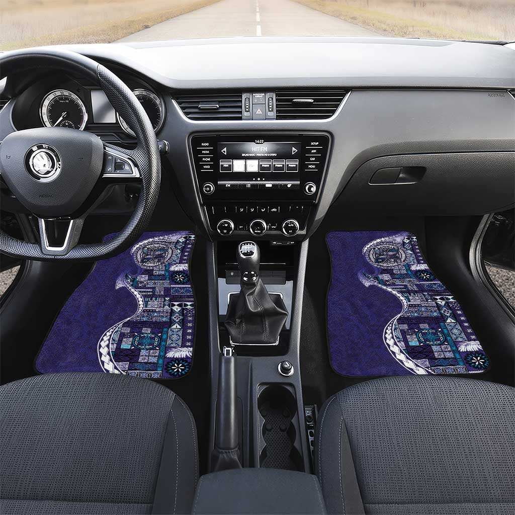Samoan Siapo Art Tattoo Polynesian Pattern Car Mats Navy Color - Polynesian Pride