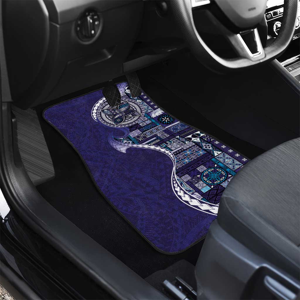 Samoan Siapo Art Tattoo Polynesian Pattern Car Mats Navy Color - Polynesian Pride