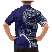 Samoan Siapo Art Tattoo Polynesian Pattern Family Matching Mermaid Dress and Hawaiian Shirt Navy Color LT03 - Polynesian Pride