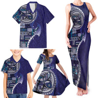 Samoan Siapo Art Tattoo Polynesian Pattern Family Matching Tank Maxi Dress and Hawaiian Shirt Navy Color LT03 - Polynesian Pride
