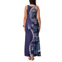 Samoan Siapo Art Tattoo Polynesian Pattern Family Matching Tank Maxi Dress and Hawaiian Shirt Navy Color LT03 - Polynesian Pride