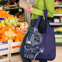 Samoan Siapo Art Tattoo Polynesian Pattern Grocery Bag Navy Color - Polynesian Pride
