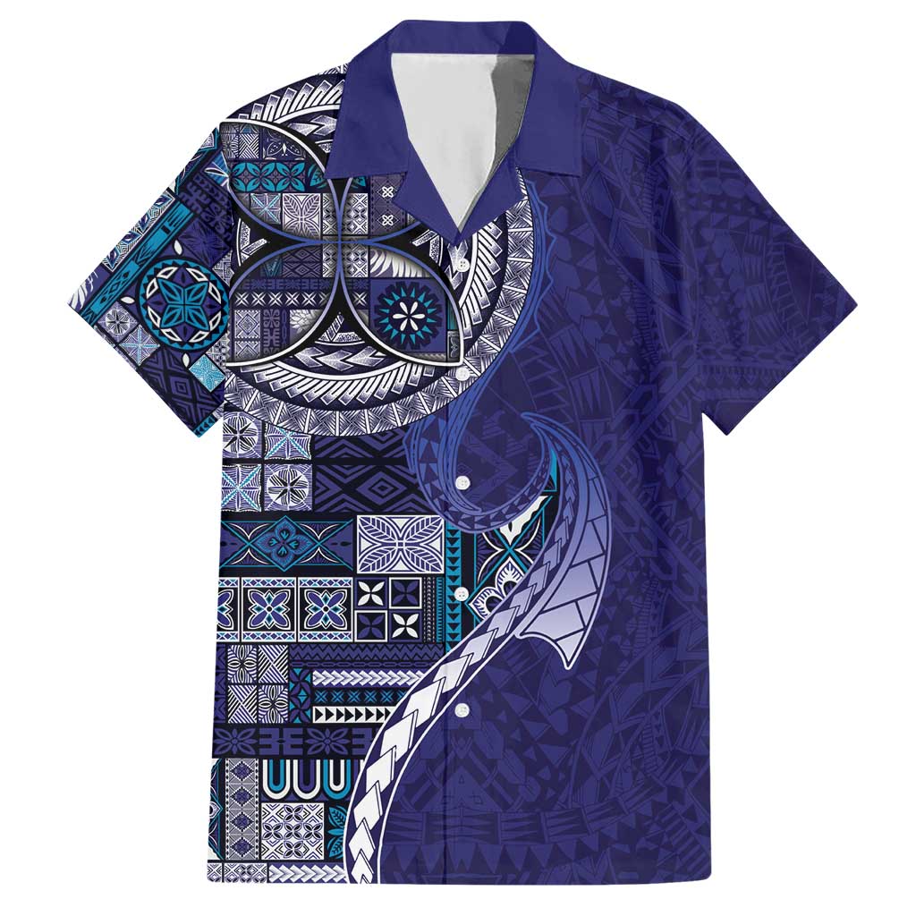 Samoan Siapo Art Tattoo Polynesian Pattern Hawaiian Shirt Navy Color LT03 Navy - Polynesian Pride