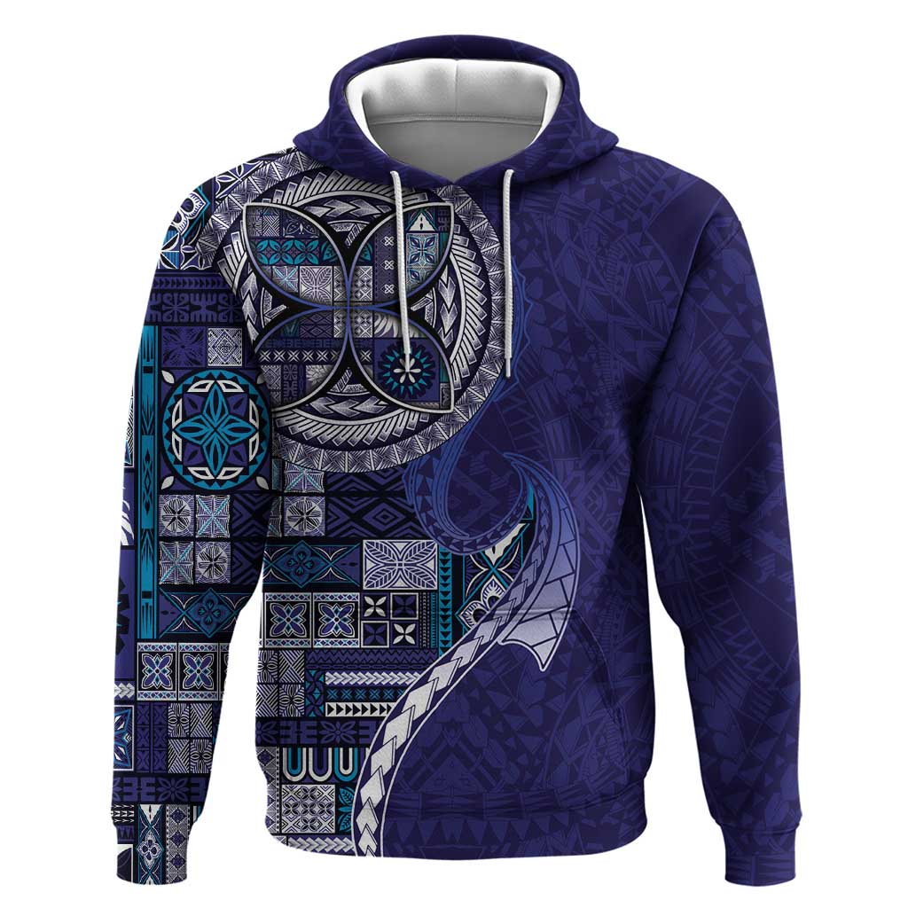 Samoan Siapo Art Tattoo Polynesian Pattern Hoodie Navy Color LT03 Pullover Hoodie Navy - Polynesian Pride