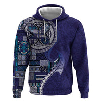 Samoan Siapo Art Tattoo Polynesian Pattern Hoodie Navy Color LT03 Pullover Hoodie Navy - Polynesian Pride