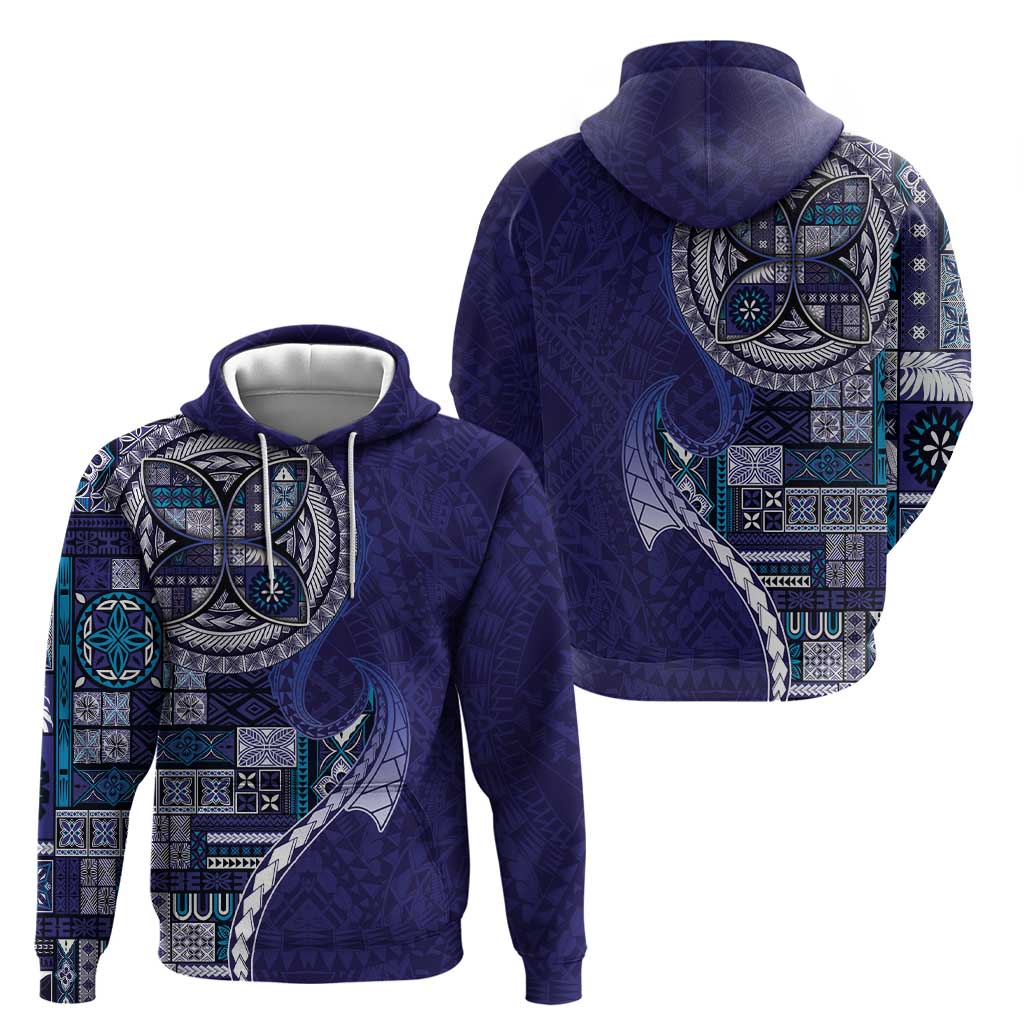 Samoan Siapo Art Tattoo Polynesian Pattern Hoodie Navy Color LT03 - Polynesian Pride