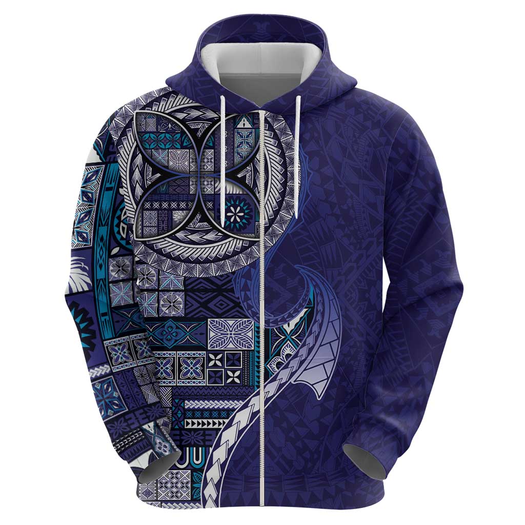 Samoan Siapo Art Tattoo Polynesian Pattern Hoodie Navy Color LT03 - Polynesian Pride