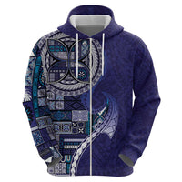 Samoan Siapo Art Tattoo Polynesian Pattern Hoodie Navy Color LT03 - Polynesian Pride