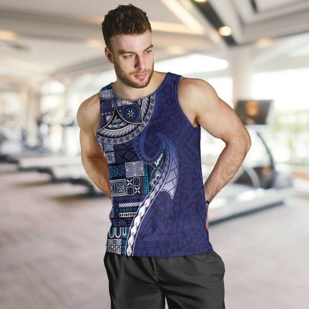 Samoan Siapo Art Tattoo Polynesian Pattern Men Tank Top Navy Color LT03 Navy - Polynesian Pride