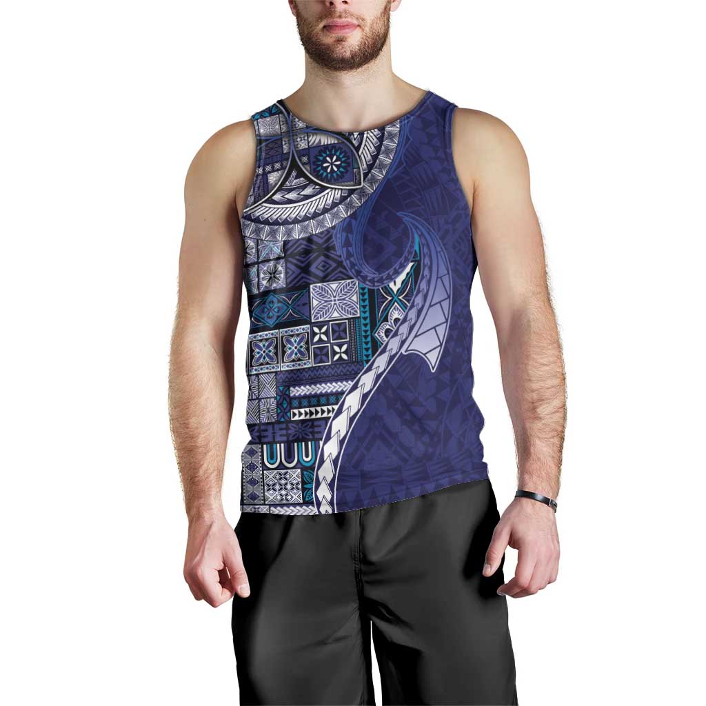 Samoan Siapo Art Tattoo Polynesian Pattern Men Tank Top Navy Color LT03 - Polynesian Pride
