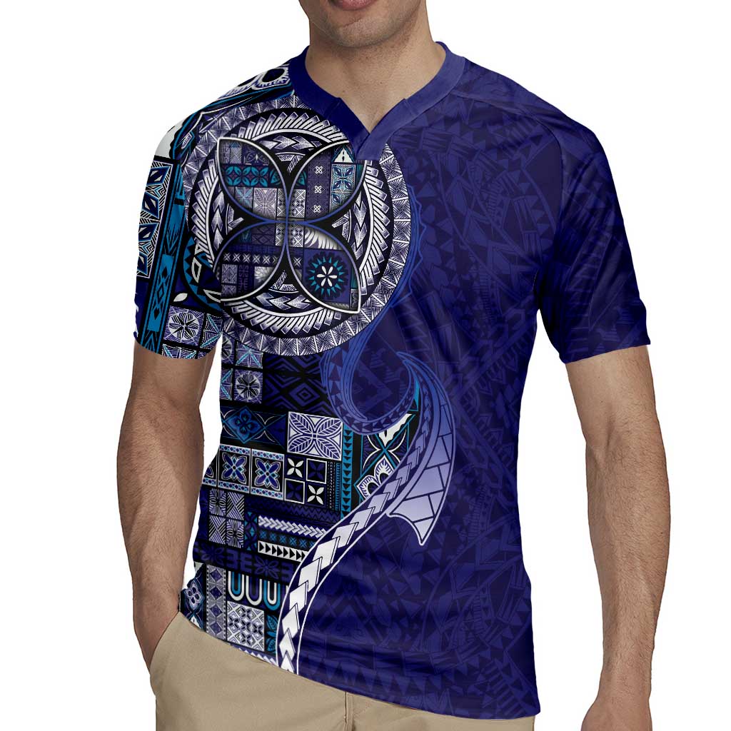 Samoan Siapo Art Tattoo Polynesian Pattern Rugby Jersey Navy Color - Polynesian Pride