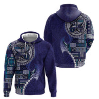 Samoan Siapo Art Tattoo Polynesian Pattern Zip Hoodie Navy Color - Polynesian Pride