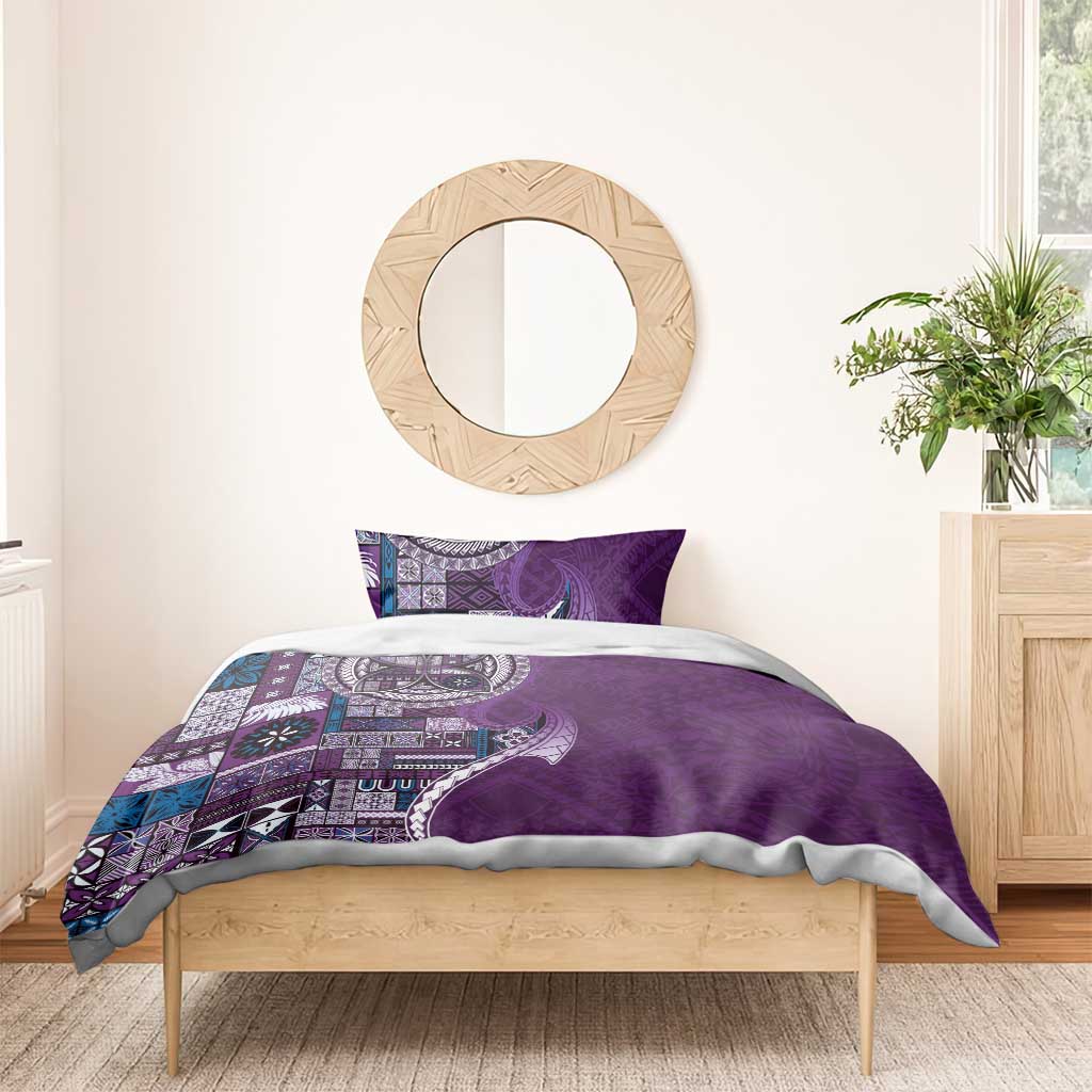 Samoan Siapo Art Tattoo Polynesian Pattern Bedding Set Purple Color - Polynesian Pride