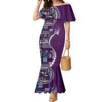 Samoan Siapo Art Tattoo Polynesian Pattern Family Matching Mermaid Dress and Hawaiian Shirt Purple Color LT03 Mom's Dress Purple - Polynesian Pride