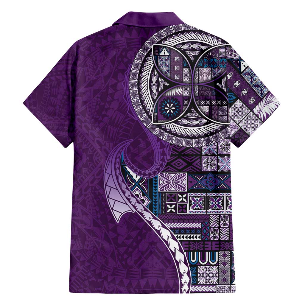 Samoan Siapo Art Tattoo Polynesian Pattern Family Matching Tank Maxi Dress and Hawaiian Shirt Purple Color LT03 - Polynesian Pride