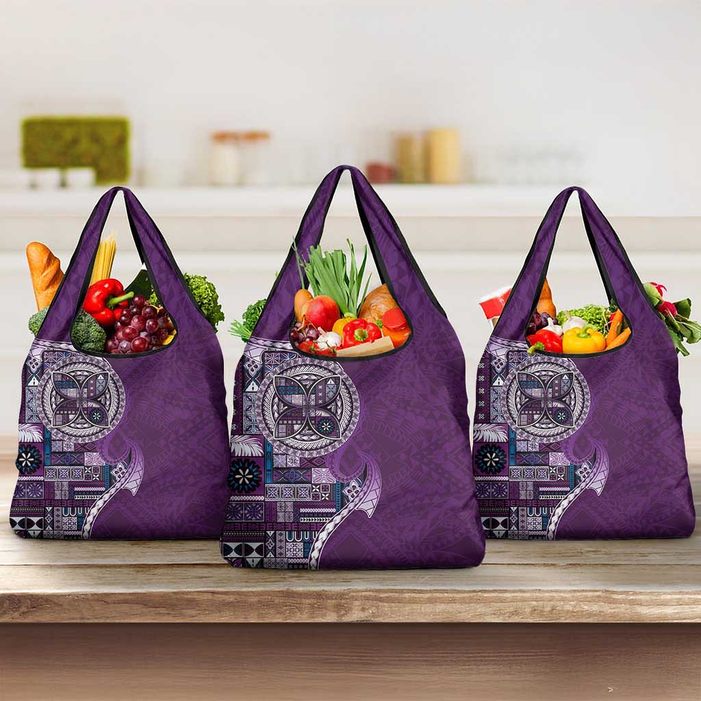 Samoan Siapo Art Tattoo Polynesian Pattern Grocery Bag Purple Color - Polynesian Pride