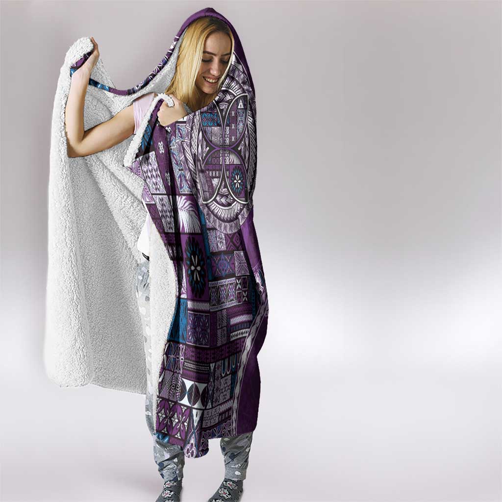 Samoan Siapo Art Tattoo Polynesian Pattern Hooded Blanket Purple Color - Polynesian Pride
