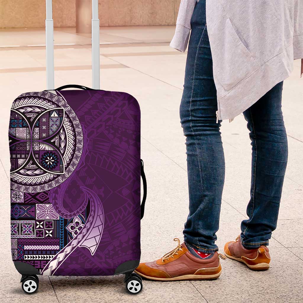 Samoan Siapo Art Tattoo Polynesian Pattern Luggage Cover Purple Color - Polynesian Pride
