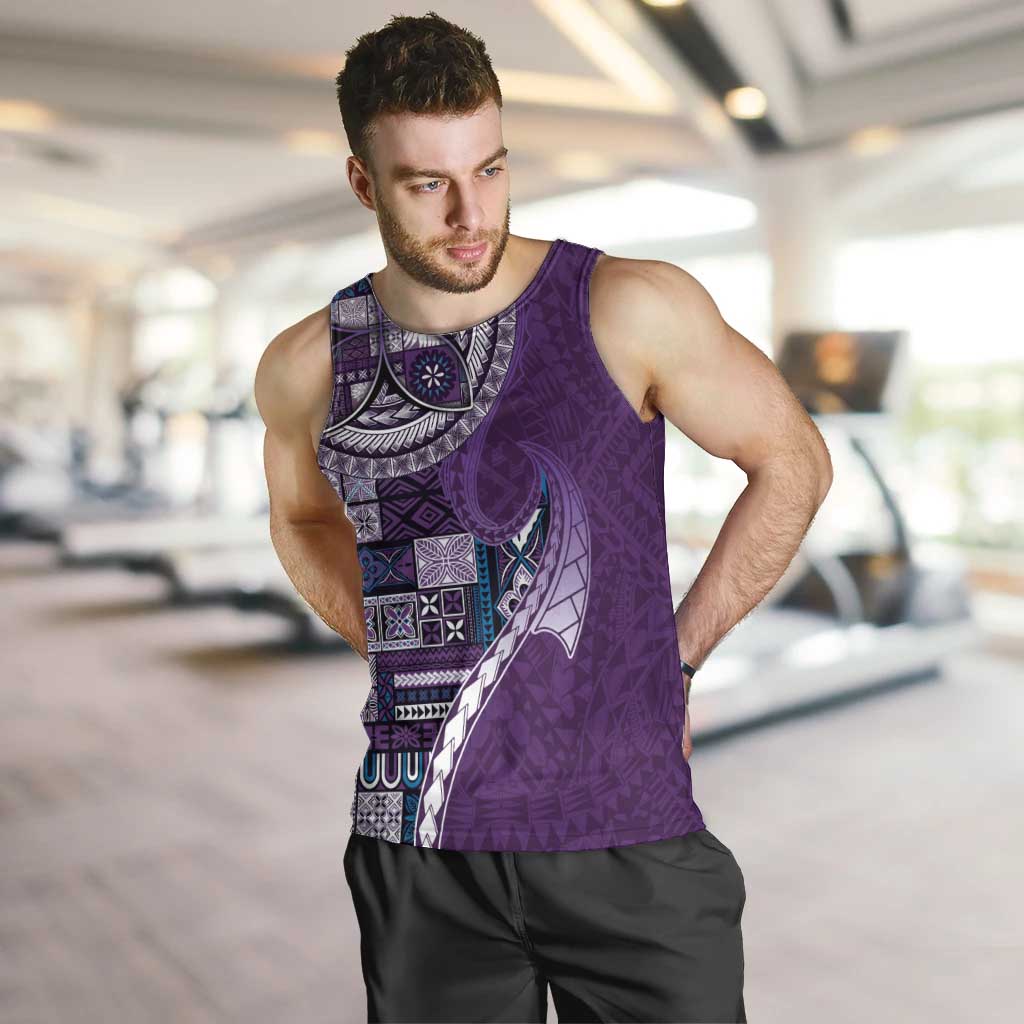 Samoan Siapo Art Tattoo Polynesian Pattern Men Tank Top Purple Color LT03 Purple - Polynesian Pride