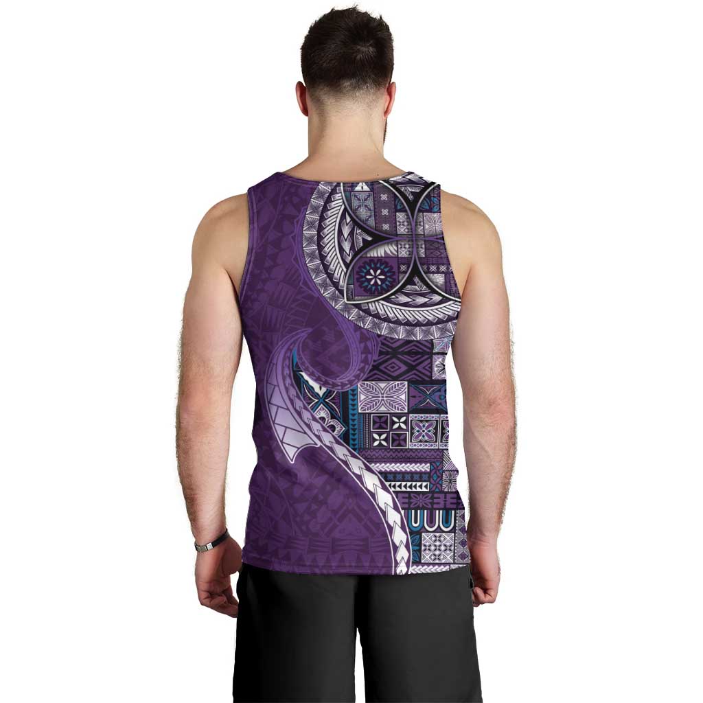 Samoan Siapo Art Tattoo Polynesian Pattern Men Tank Top Purple Color LT03 - Polynesian Pride