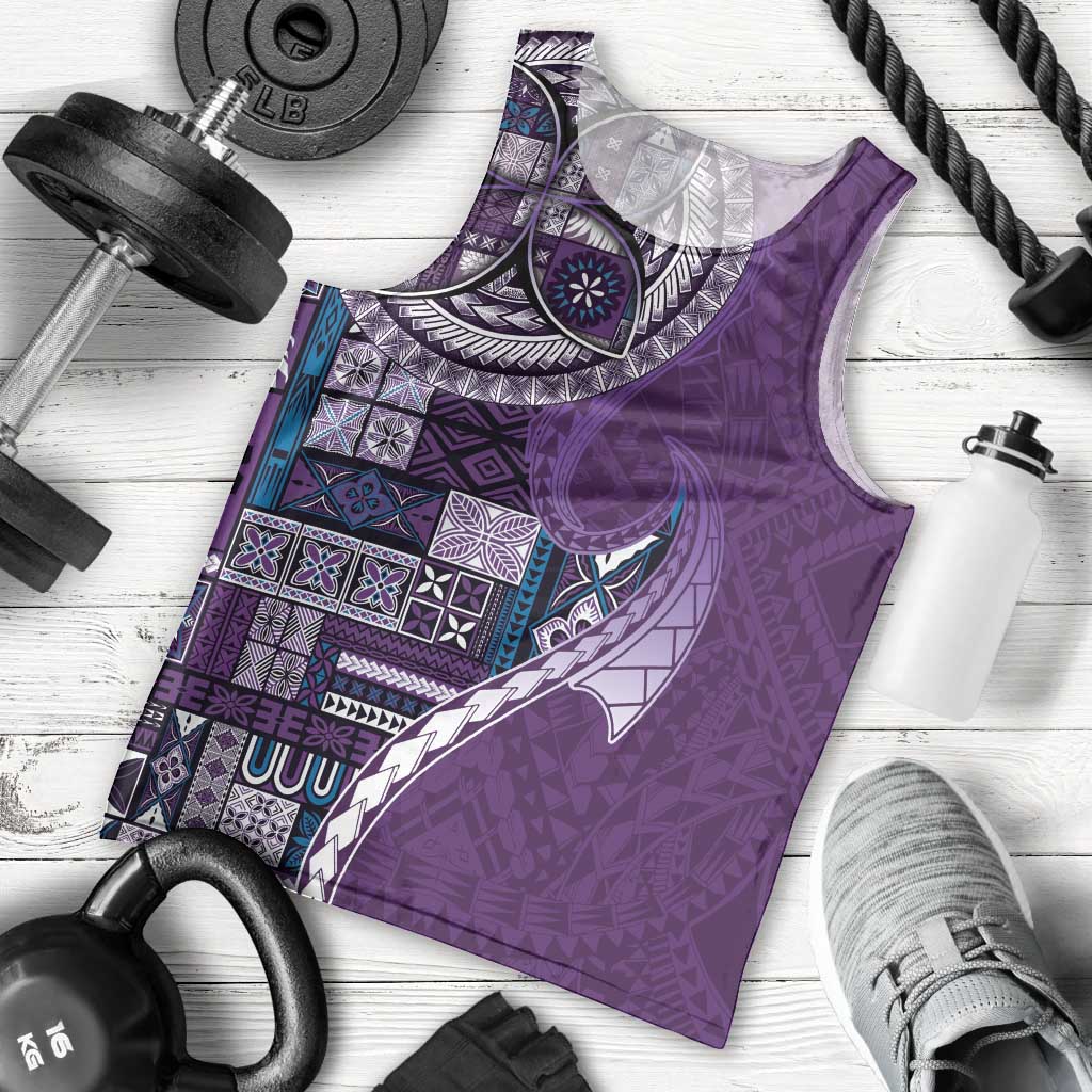 Samoan Siapo Art Tattoo Polynesian Pattern Men Tank Top Purple Color LT03 - Polynesian Pride