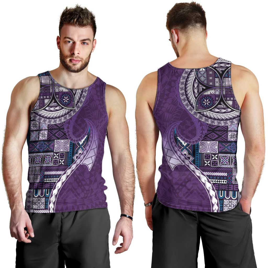 Samoan Siapo Art Tattoo Polynesian Pattern Men Tank Top Purple Color LT03 - Polynesian Pride