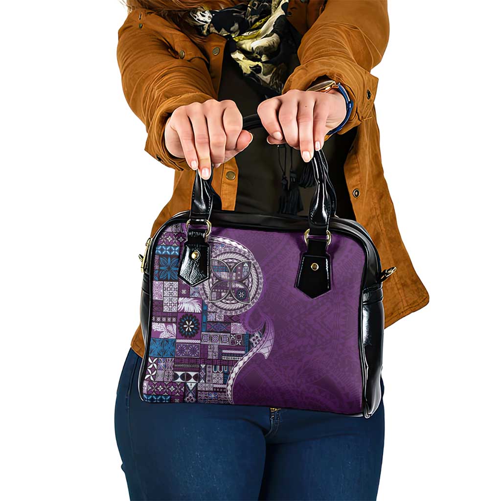 Samoan Siapo Art Tattoo Polynesian Pattern Shoulder Handbag Purple Color - Polynesian Pride