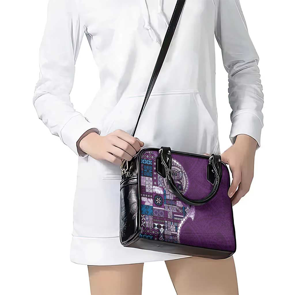 Samoan Siapo Art Tattoo Polynesian Pattern Shoulder Handbag Purple Color - Polynesian Pride