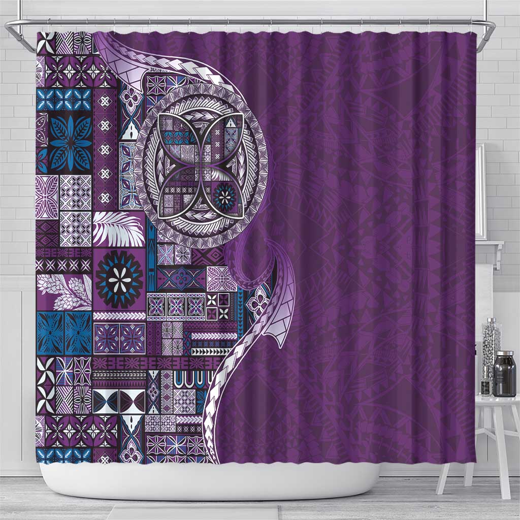 Samoan Siapo Art Tattoo Polynesian Pattern Shower Curtain Purple Color LT03 - Polynesian Pride