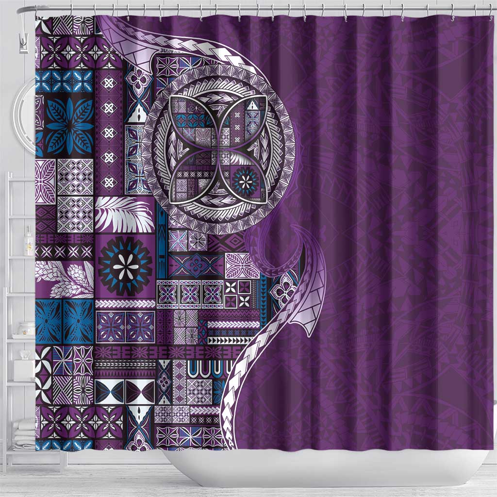 Samoan Siapo Art Tattoo Polynesian Pattern Shower Curtain Purple Color LT03 - Polynesian Pride