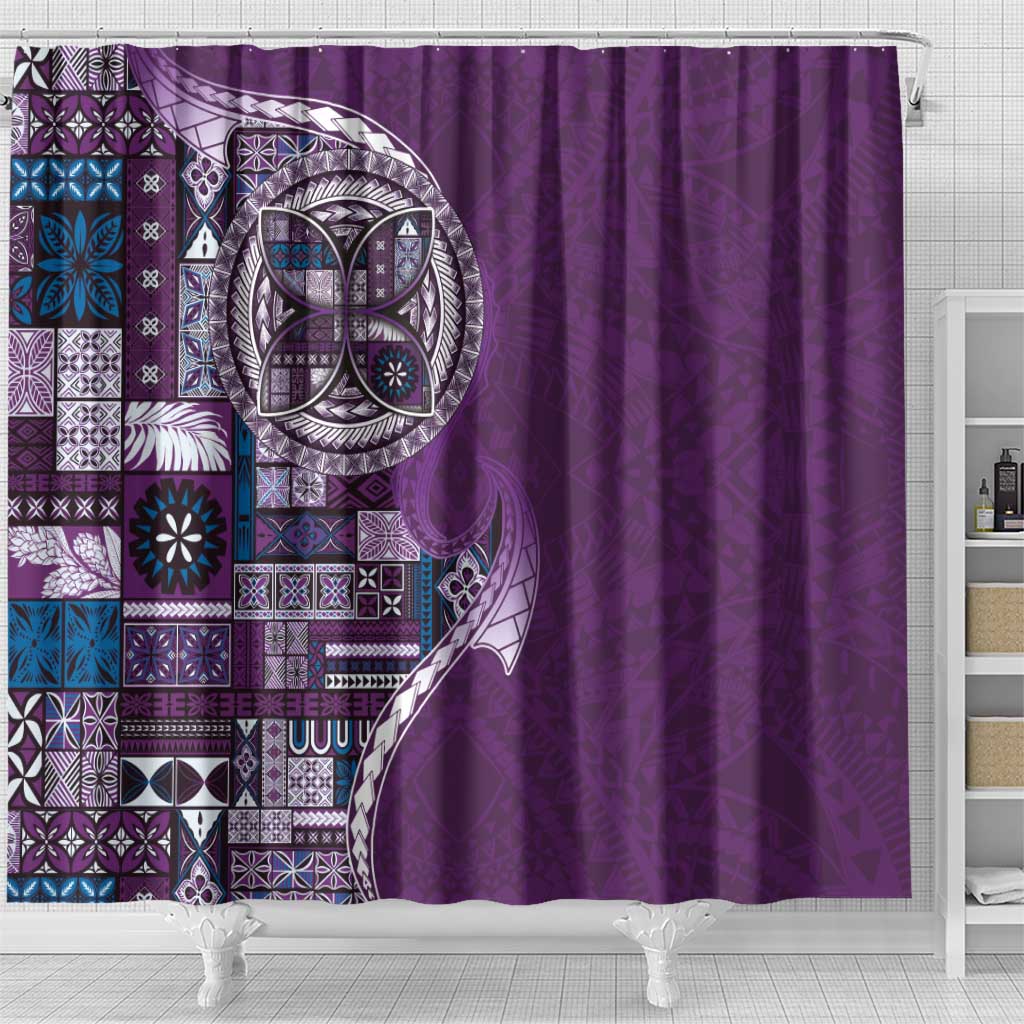 Samoan Siapo Art Tattoo Polynesian Pattern Shower Curtain Purple Color LT03 - Polynesian Pride