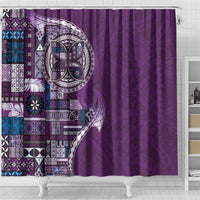 Samoan Siapo Art Tattoo Polynesian Pattern Shower Curtain Purple Color LT03 - Polynesian Pride