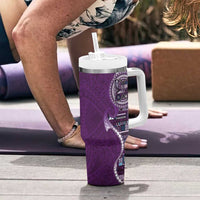 Samoan Siapo Art Tattoo Polynesian Pattern Tumbler With Handle Purple Color - Polynesian Pride