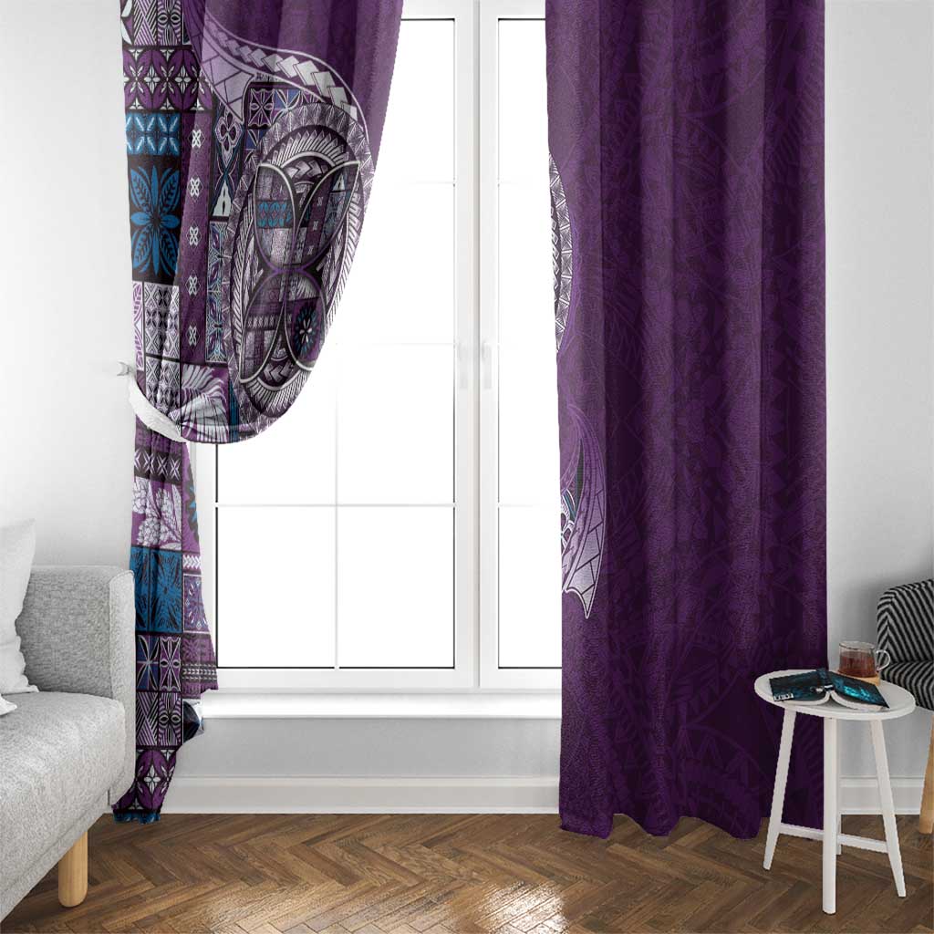 Samoan Siapo Art Tattoo Polynesian Pattern Window Curtain Purple Color - Polynesian Pride