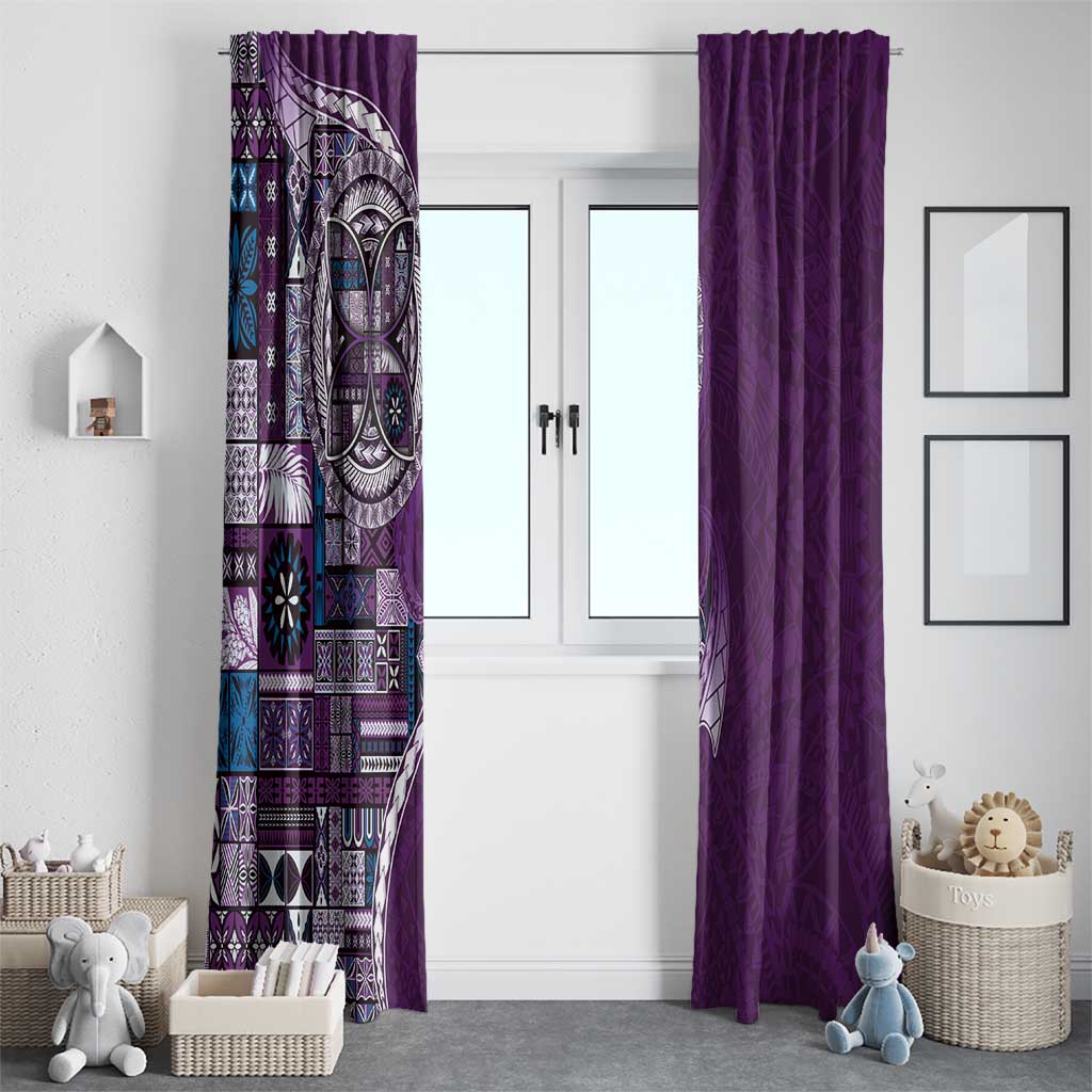 Samoan Siapo Art Tattoo Polynesian Pattern Window Curtain Purple Color - Polynesian Pride