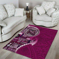 Samoan Siapo Art Tattoo Polynesian Pattern Area Rug Pink Color - Polynesian Pride