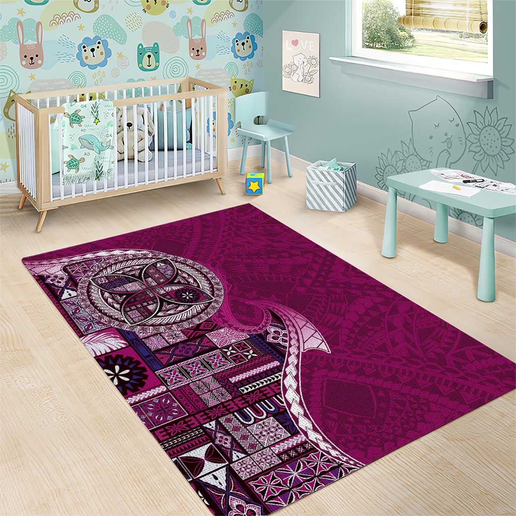 Samoan Siapo Art Tattoo Polynesian Pattern Area Rug Pink Color - Polynesian Pride
