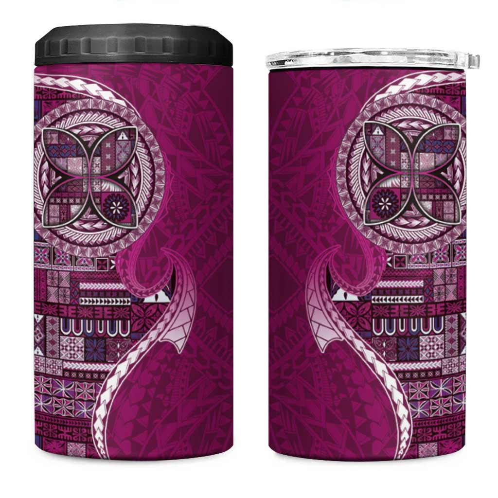 Samoan Siapo Art Tattoo Polynesian Pattern 4 in 1 Can Cooler Tumbler Pink Color LT03 One Size: 16 oz Pink - Polynesian Pride