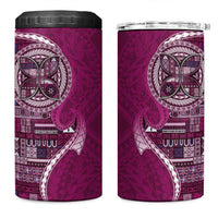 Samoan Siapo Art Tattoo Polynesian Pattern 4 in 1 Can Cooler Tumbler Pink Color LT03 One Size: 16 oz Pink - Polynesian Pride