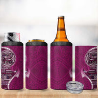 Samoan Siapo Art Tattoo Polynesian Pattern 4 in 1 Can Cooler Tumbler Pink Color LT03 - Polynesian Pride