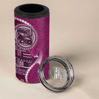 Samoan Siapo Art Tattoo Polynesian Pattern 4 in 1 Can Cooler Tumbler Pink Color LT03 - Polynesian Pride