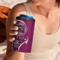 Samoan Siapo Art Tattoo Polynesian Pattern 4 in 1 Can Cooler Tumbler Pink Color LT03 - Polynesian Pride